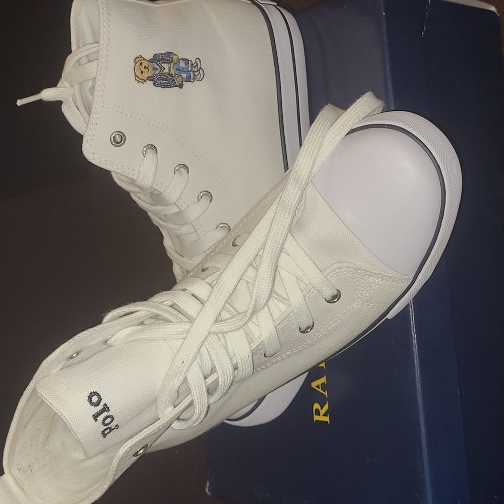 New Polo Bear by Ralph Lauren canvas high tops size 6.5jr=8wn - Picture 4 of 7